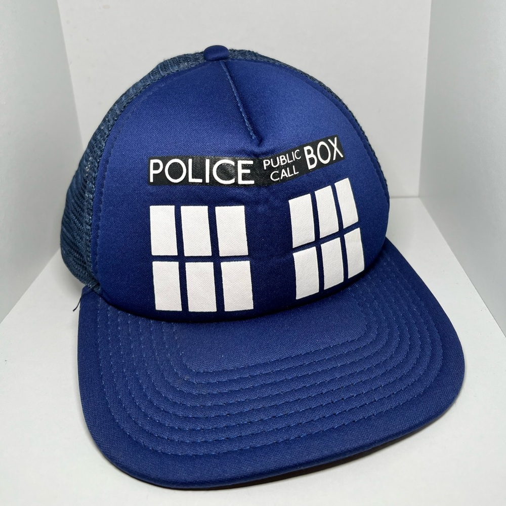 Doctor Who Police Box snap back trucker hat